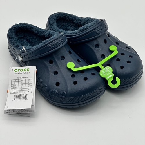 CROCS with Baya Lining Kids Navy Blue Youth Size J3 NWT - Picture 6 of 6