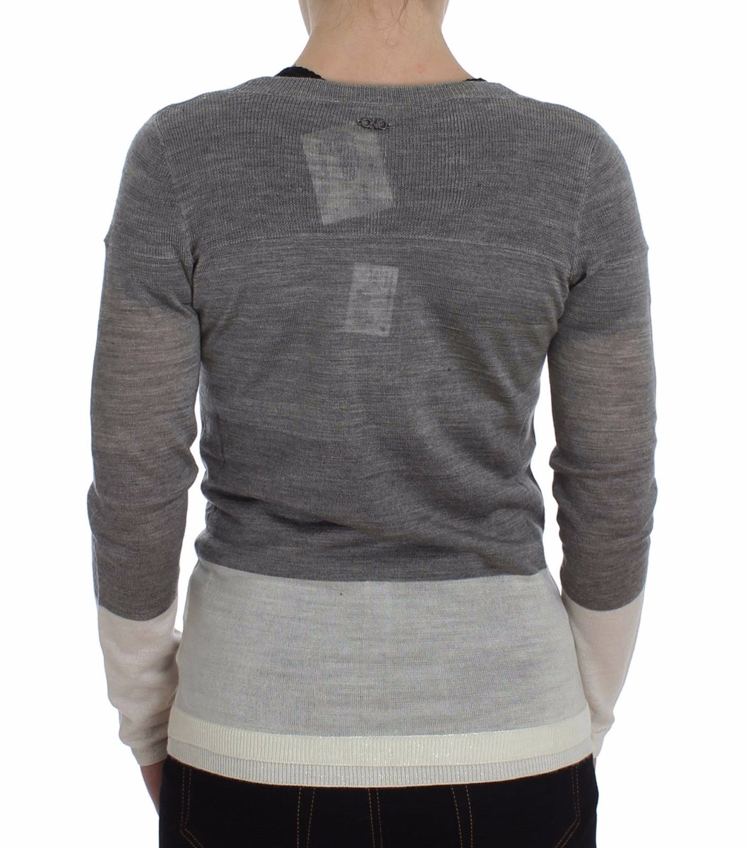C'N'C COSTUME NATIONAL Sweater Cardigan Gray White Wool Blend s
