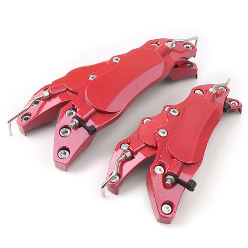 4x Car 3D Metal Brake Caliper Covers Universal Front & Rear 2 Medium+2 Small Red - Picture 7 of 11