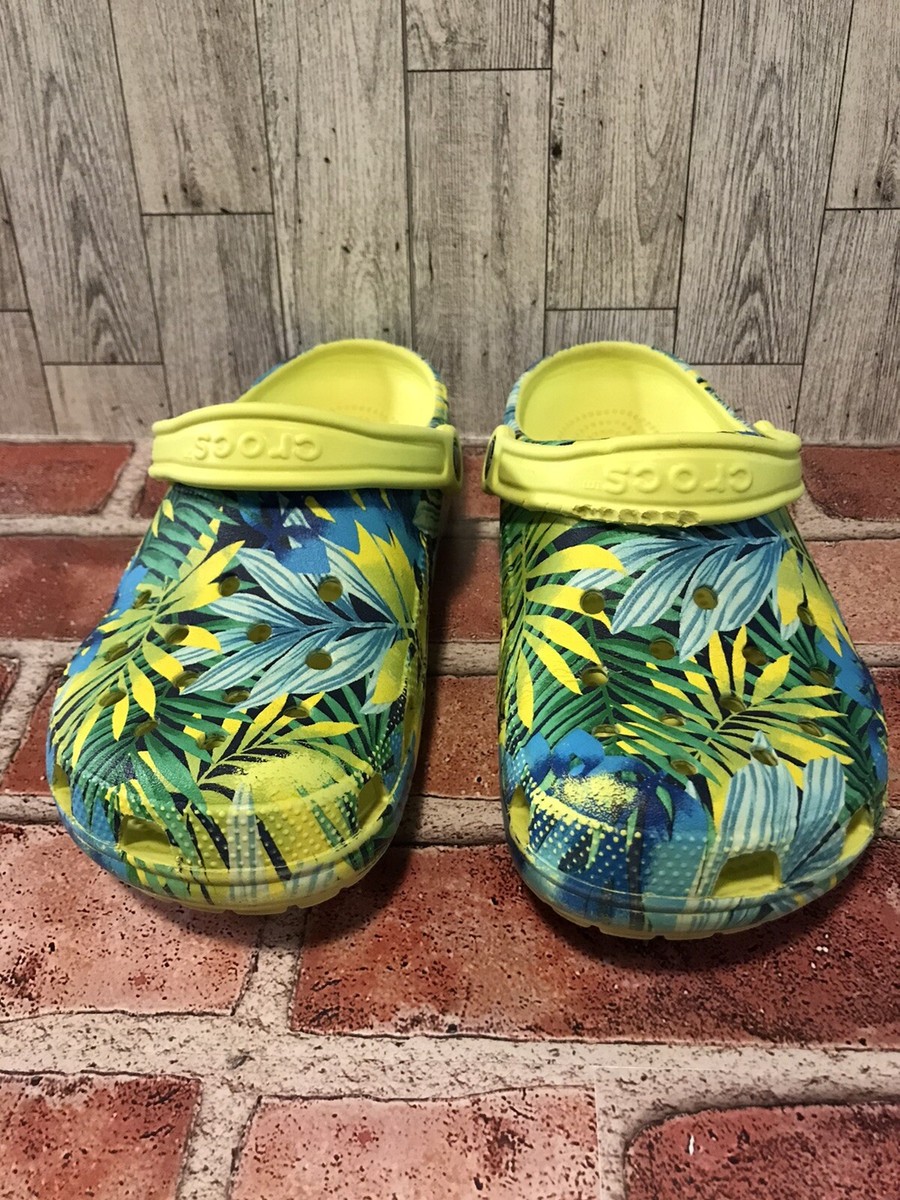 Crocs All Terrain Mens 6 Womens 8 Island Floral Yellow Clog