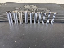 #bg158 Snap On Tools 1/4" Drive 10 Pc SAE Deep 6 Pt Socket Set 110STMY