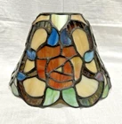 Vintage Tiffany Style Stained Glass Rose lamp shade 7" diameter