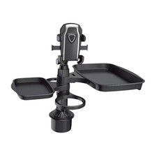 Car Cup Holder Expander Tray with Phone Mount Adjustable for Road Essentials
