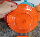 Vtg Lot/4 Genuine FIESTA HLC USA Luncheon Plates 9.5" D ~ Radioactive Red Orange — photo 4