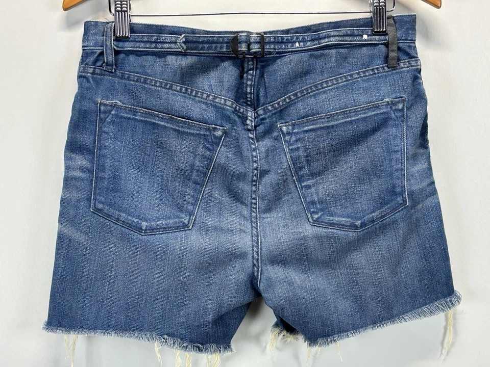 Helmut Lang Cutoff Jean Shorts Sz 26 (31x4.5) Women Button Fly Buckle Back Denim - Image 2 of 4