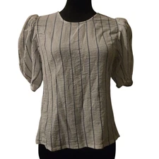 J Crew Puff Sleeve Sheer Gauze Size S Lightweight Preppy Corp Core