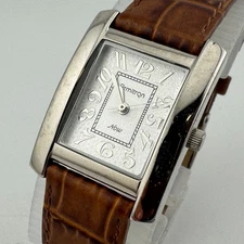 Armitron Quartz Watch Women Silver Rectangle Leather Japan Analog New Battery