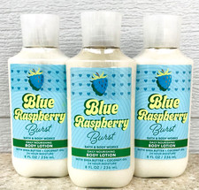 3 Bath  Body Works BLUE RASPBERRY BURST Body Lotion 8oz LOT/SET of 3