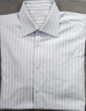 Ermenegildo Zegna Mens Dress Shirt Multicolor White Strped Sz 16/41 Comfort fit