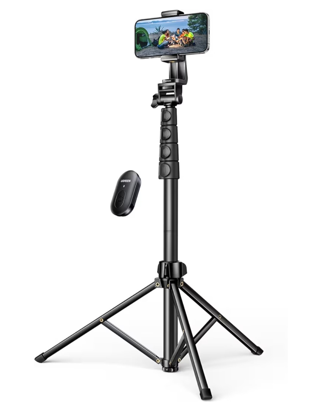 UGREEN iPhone Tripod Stand Filming 70”/1.8m Tall Selfie Stick Bluetooth Black