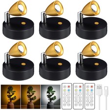 6 Pcs Mini Rechargeable Spotlights with 3 Remote Control Indoor Plant Wireles...