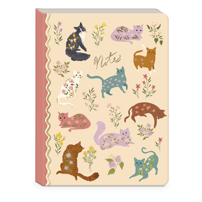 Molly & Rex Floral Cats Illustrated Notes Journal Notebook 208 Pages Cardboard