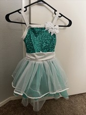 Weissman Girls SC Teal Sequin Dance Costume Dress Child Small