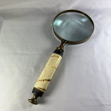 Vintage Brass  Faux Bone Magnifying Glass - very nice condition  