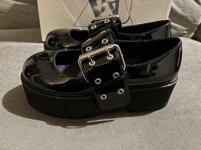 YRU Slayr Mary Jane Shoes Size 7 New With Box Buckle With Two Rows Of Grommets