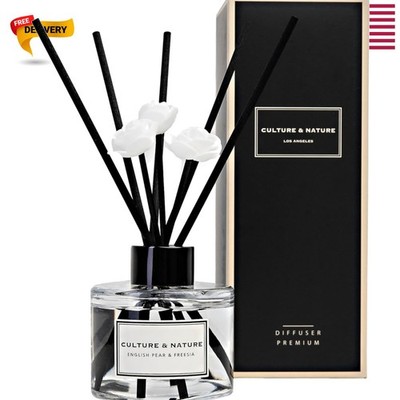 Elegant 4oz Reed Diffuser - English Pear & Freesia Long Lasting Fragrance