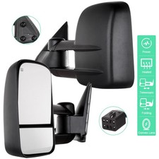 Lhrh Side Towing Mirrors Power Heated For 1999-2002 Chevrolet Gmc Pickup Black