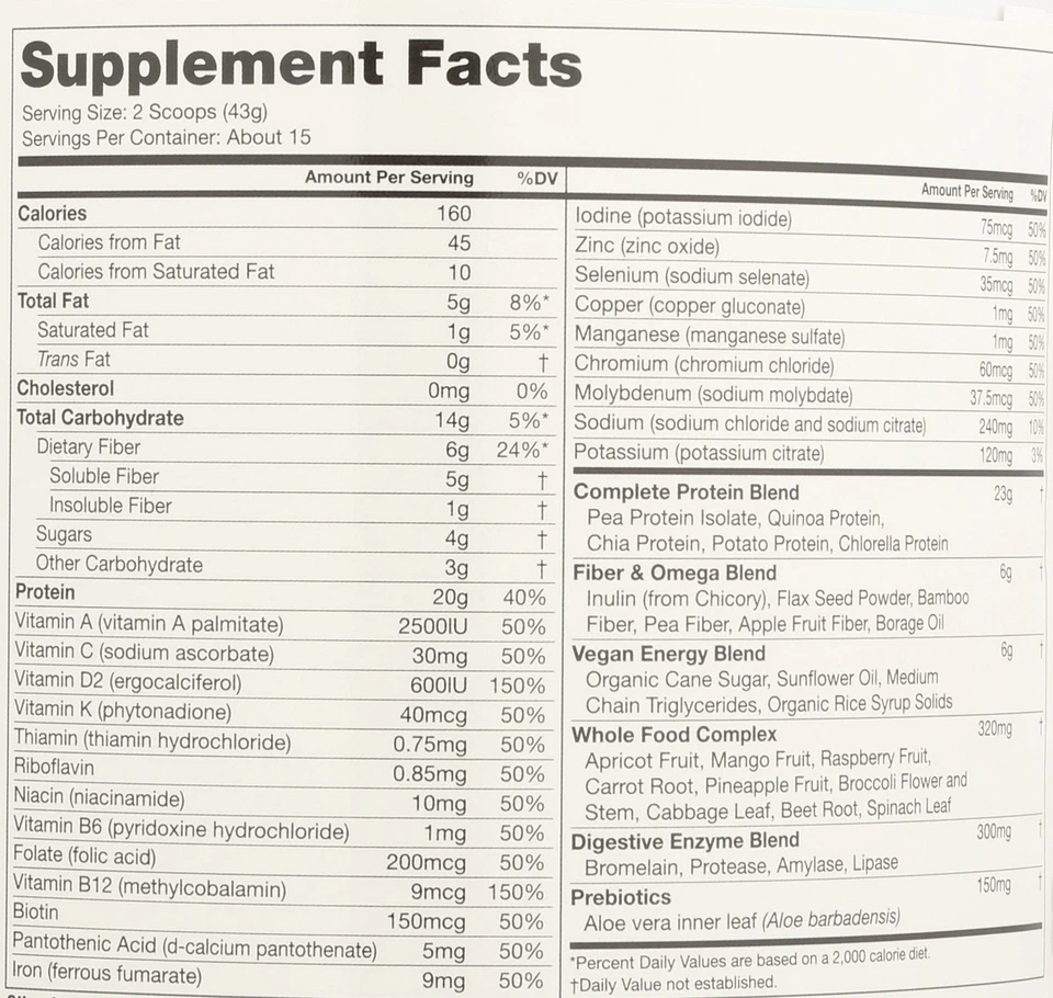 Proteína vegana en polvo a base de plantas Vegansmart de Naturade, todo en uno nutricional Foto 2 de 4