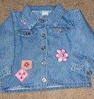 Vintage Premier International Baby Jean Jacket Shirt Flowers 24M Very Good — photo 1