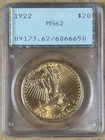 1922 $20 Gold St. Gaudens PCGS MS62 RATTLER Holder!