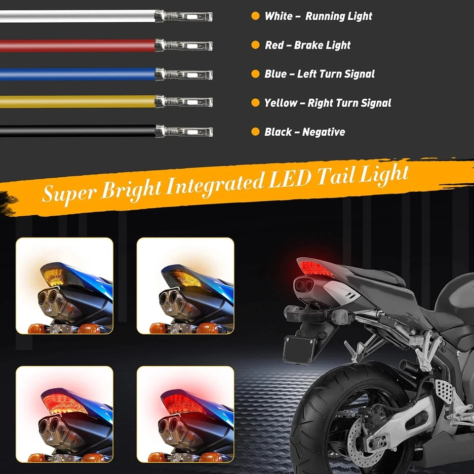 US LED Tail Light Integrated Turn Signals For Honda CBR 600RR 1000RR 2003-2007 - Image 2 of 4