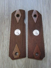 Colt 1911 Grips Altamont Walnut Double Diamond Checkered Silver Medallion N