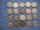 20 SILVER MERCURY DIMES WITH DATES LOT 10