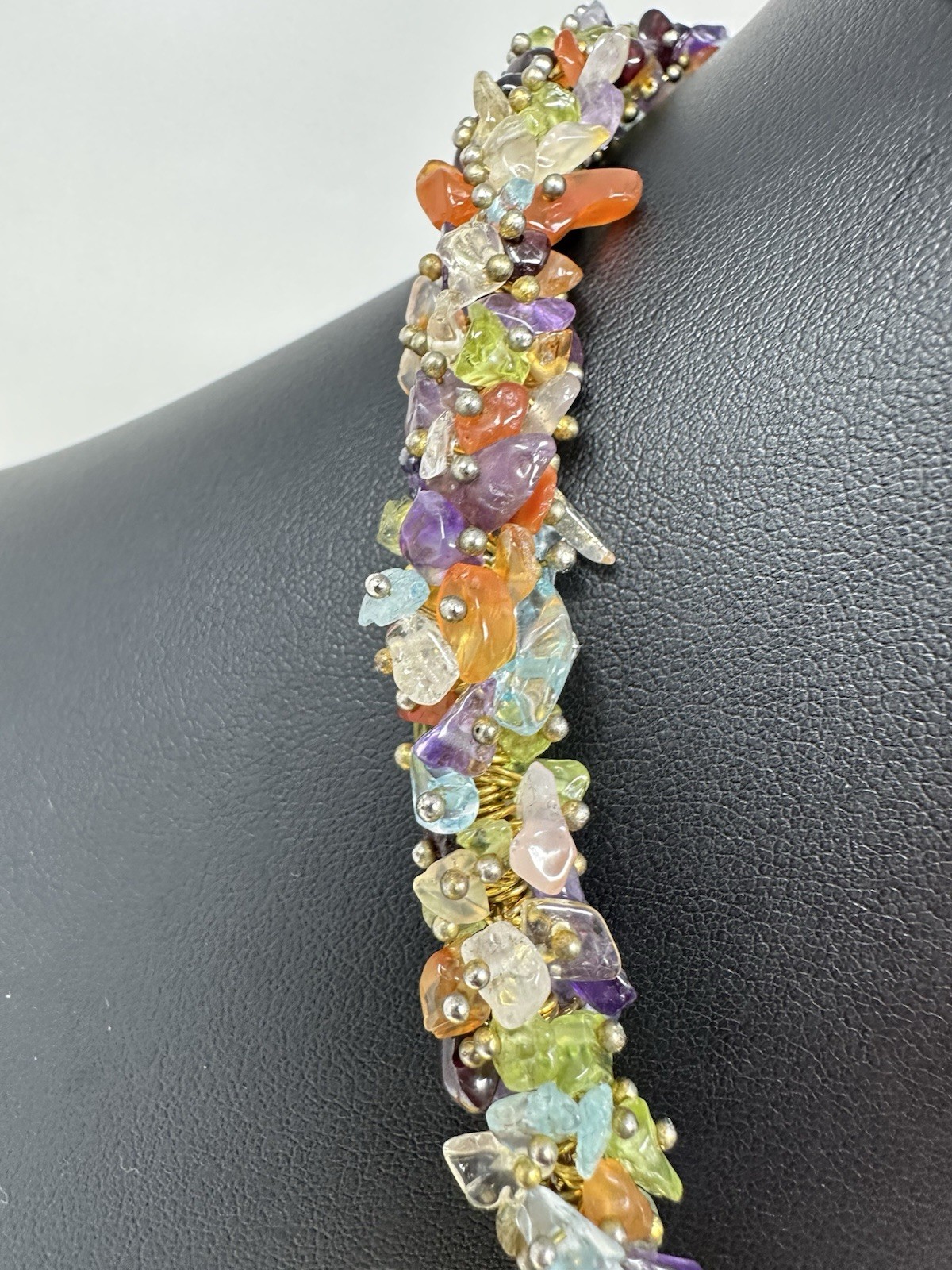 Sterling Silver Multiple Various Gemstone Choker … - image 2