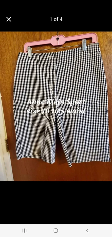 Bermudas para mujer Anne Klein talla 10 negras blancas rayas bolsillos elásticos Foto 2 de 2