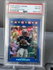 Tom Brady 2008 Topps Chrome Blue Refractor PSA 8