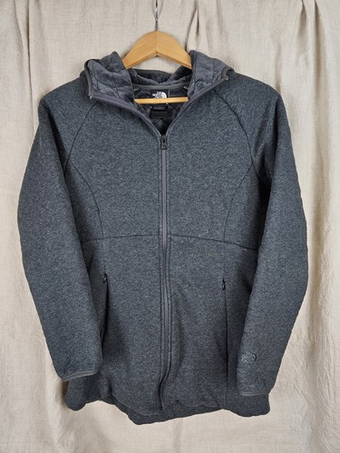 North Face Quilted Women's Long Hoodie Jacket Charcoal Gray