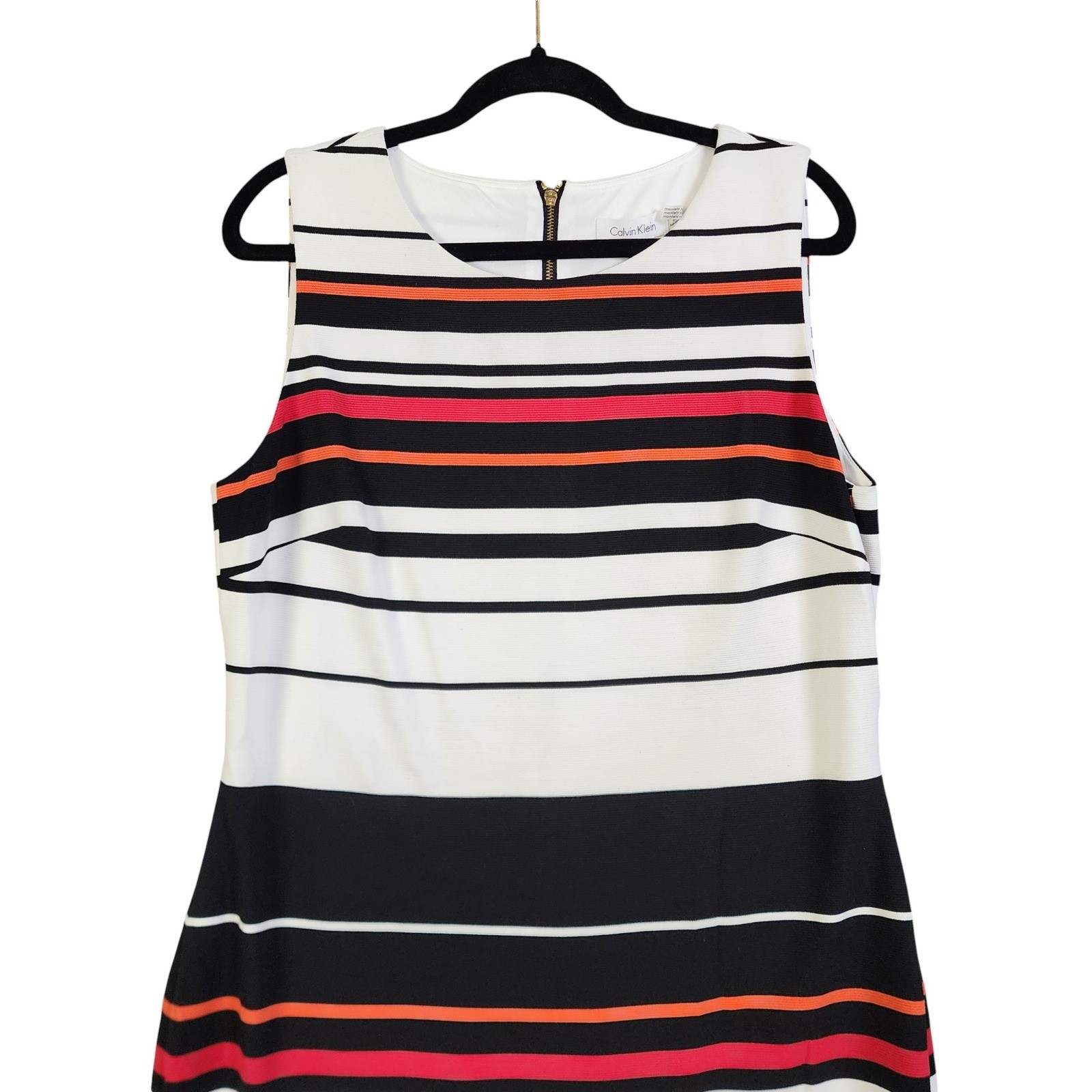 Calvin Klein Womens Striped Sleeveless Sheath Dress Size 14 Career Office NWT thumbnail 2