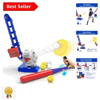 Active Play Gift: 2 in 1 Baseball & Tennis Pitching Machine for Boys Ages 5-12