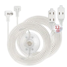 2 Pack Clear Extension Cord with Footswitch 12 FT, 3 Outlet Extension Cord Fl...