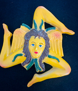 Ceramic Trinakria Symbol Wall Decoration Hand-painted Sicily Italy Souvenir 6"