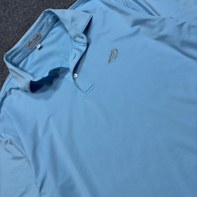 Peter Millar Summer Comfort Polo Shirt Mens Large Blue Solid Golf Pelican Golf