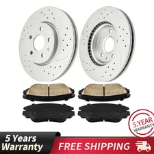 6PC Drilled Slotted Ceramic Front Brake Kit for 2010-2017 Chevy Equinox 55174