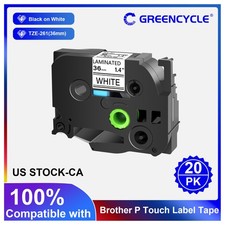 20PK Compatible For Brother TZe-261 TZ261 Black on White Label Tape 36MM P-Touch