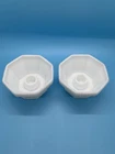 Pair Vintage Milk Glass Textured Candle Holders Octagonal Bowl Style Lot Of 2