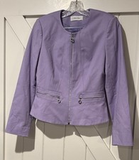 Calvin Klein Women  s Blazer Light Purple Jacket Zip Pockets Size 6