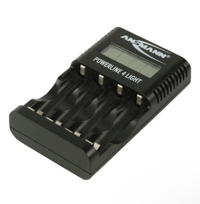 AA, AAA Battery Charger, Ansmann Powerline 4 Light, With Worldwide Adapters