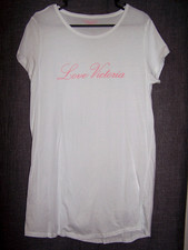 Victoria's Secret Short Sleeve Nightie, White With Pink Logo Size M