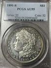 1891-S PCGS AU55...Morgan Dollar, Stunning Blast White, Looks PL, Better Date PQ