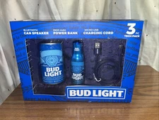 Bud Light 3pc Tech Pack Power Bank Bluetooth Speaker And Charging Cord New