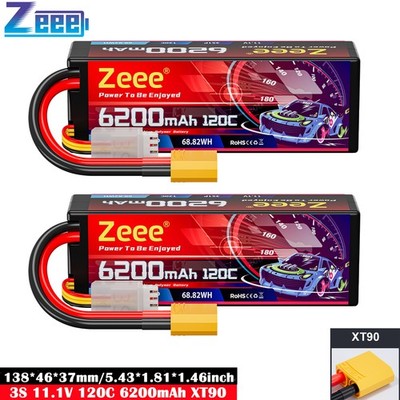 2x Zeee 3S 11.1V  6200mAh XT90 Lipo Akku 120C für RC Auto Truck Flugzeug crawler