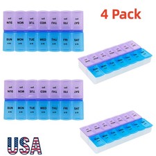 4 Pack Weekly Pill Box Organizer 7 day Organizer Case Medicine Box Twice a Day