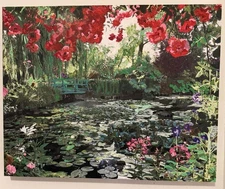 Monet’s Garden at Giverny Art Print Reproduction on Canvas HAND PAINTED By Me