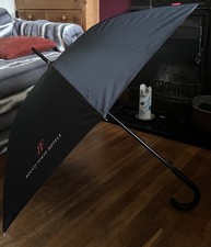 Rocco Forte Hotels Black Umbrella RF Logo Interior Black Rubber Crook Handle New