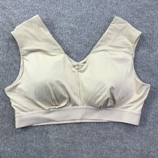 Tommie Copper Sports Bra Womens 2XL Beige Copper Znergy Shoulder Support V Neck