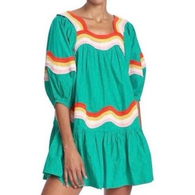 Corey Lynn Calter Anthropologie CLC Green Mary Mini Dress Resort Embroidered XS